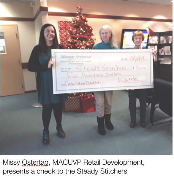 MACU presents check to Steady Stitchers